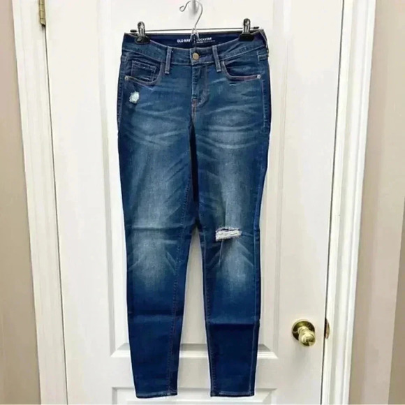 Old Navy Rockstar Skinny Jeans Distressed Denim Mid  Rise Blue Size 2/26 - Picture 5 of 16